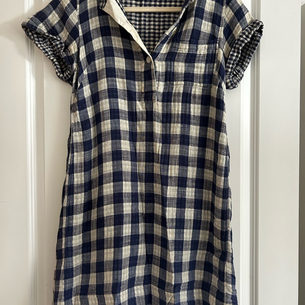 J. Crew Blue and White Checkered Dress